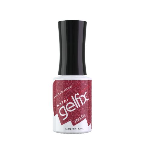 gel semipermanente rojo con purpurina