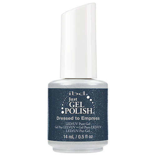 Esmalte de uñas Semipermanente IBD Just Gel Dressed To Empress con Purpurina Gris
