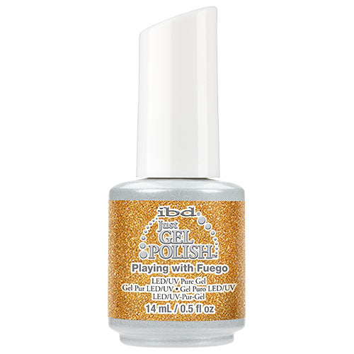Esmalte de Gel IBD Just Gel Playing With Fuego con Purpurina Dorada