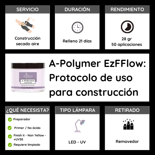 EZFLOW A-POLYMER PINK ACRÍLICO ROSA CLÁSICO 21GR