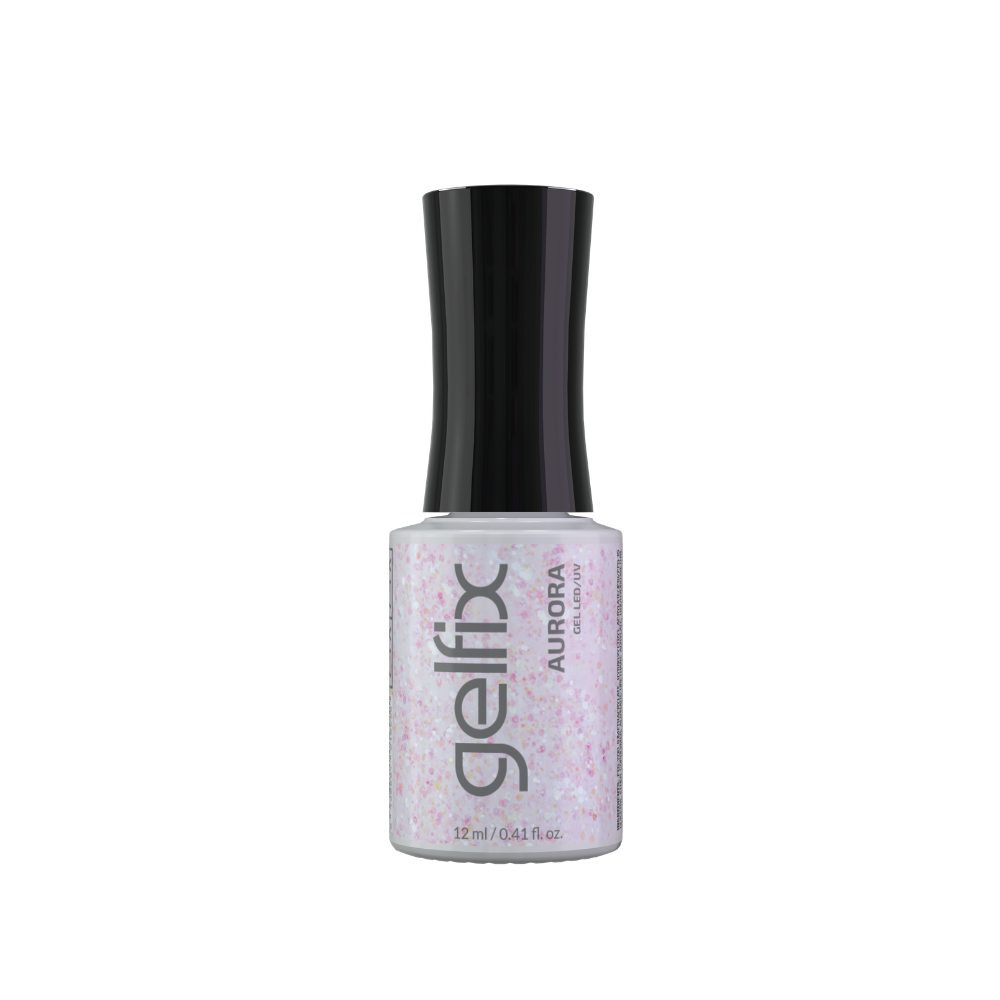 Gelfix Esmalte Semipermanente Con Glitter Rosa Aurora 12ml