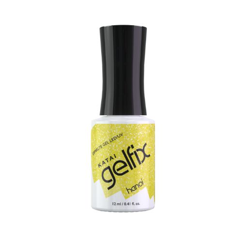 esmaltado semipermanente amarillo con purpurina